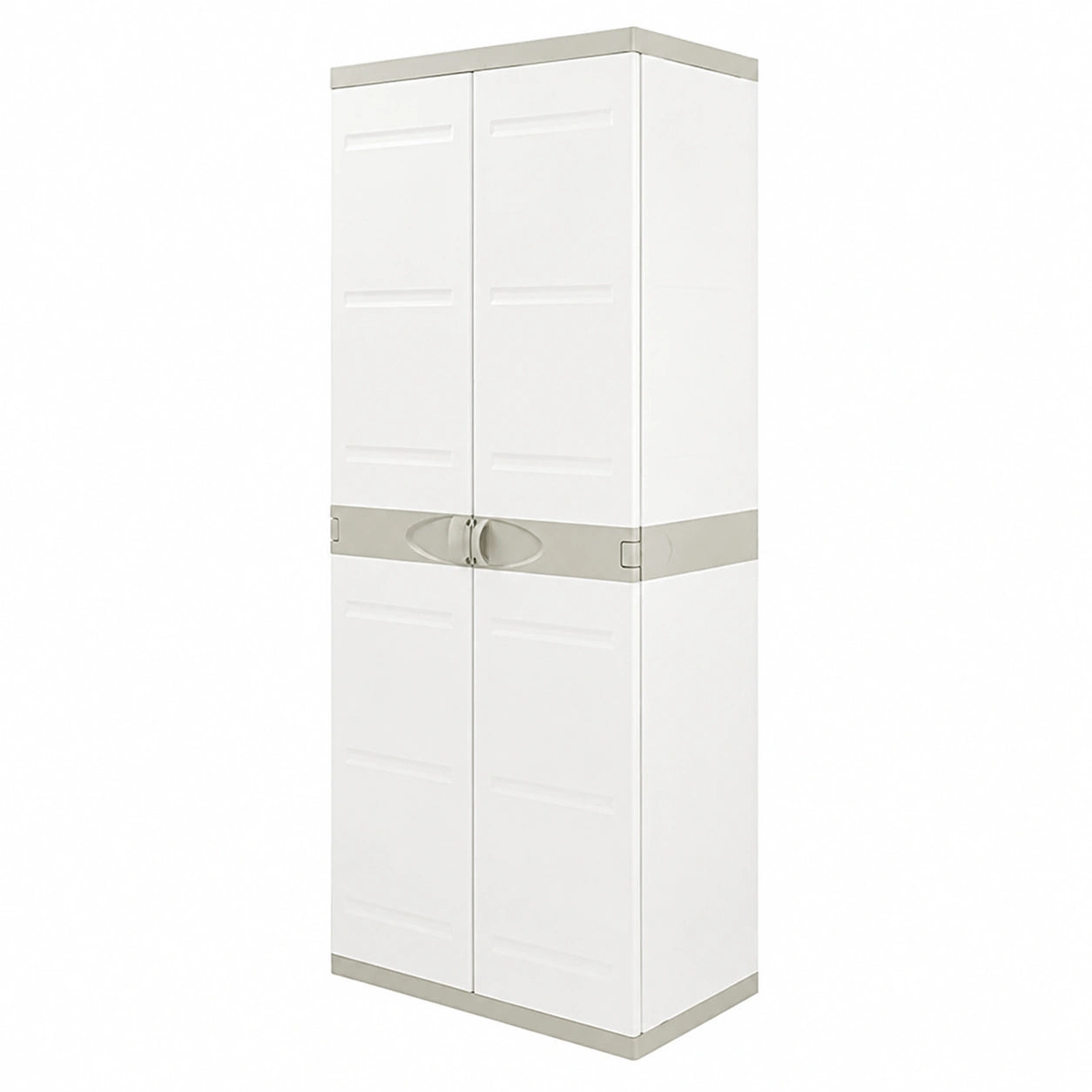 Armario de Resina Titanio con 4 Estantes, Beige, 70x44x176 cm