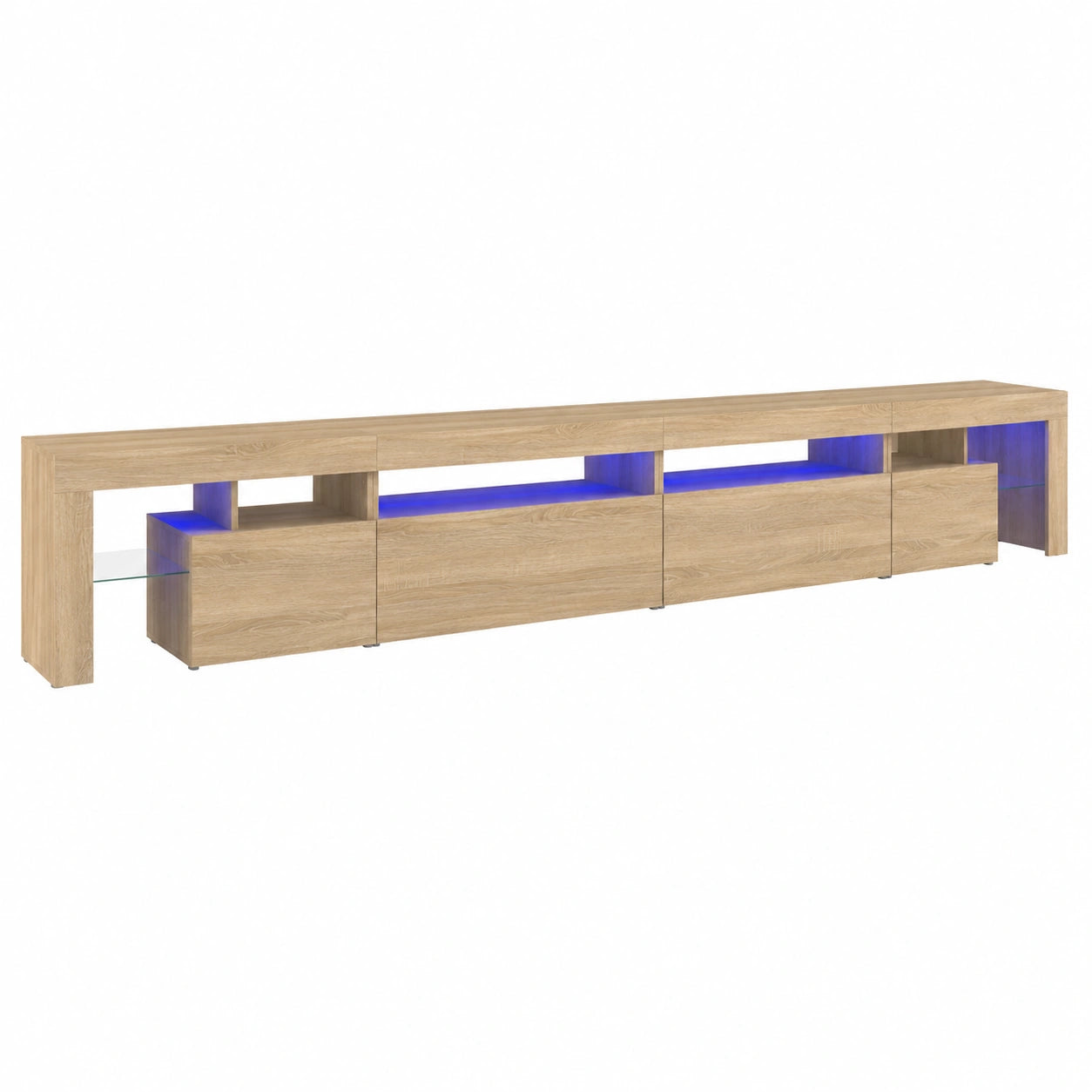 Mueble de TV con LED y Almacenamiento en Roble Sonoma para Salón