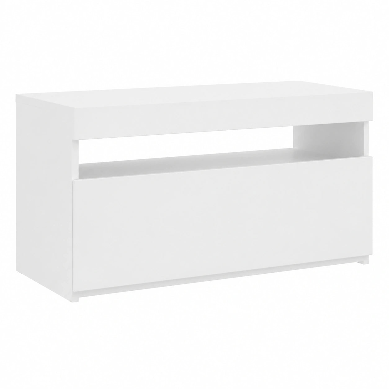 Mueble de TV con LED y Estante, Blanco 75x35x40 cm para Sala o Dormitorio