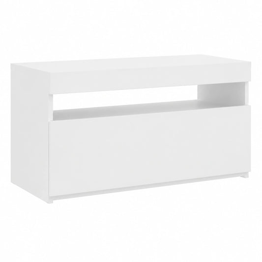 Mueble de TV con LED y Estante, Blanco 75x35x40 cm para Sala o Dormitorio