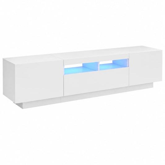 Mueble para TV con LED y Almacenamiento 180x35x40 cm Blanco