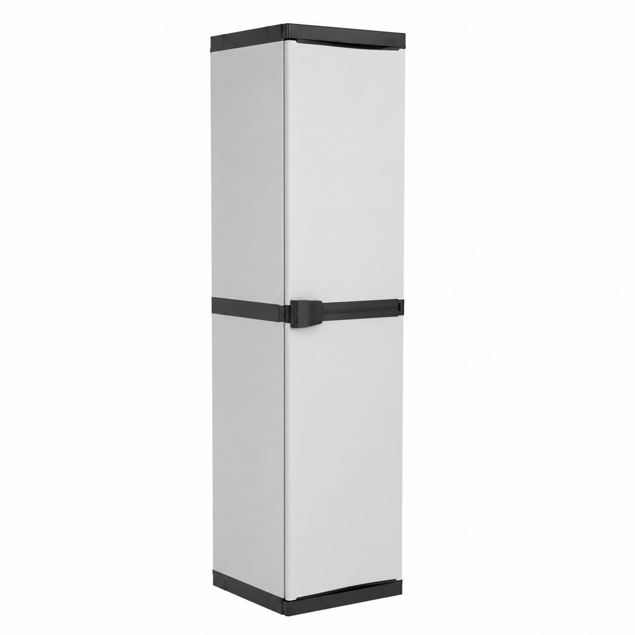 Armario de Jardín con Estantes, Mueble de Almacenamiento Exterior, Gris/Negro