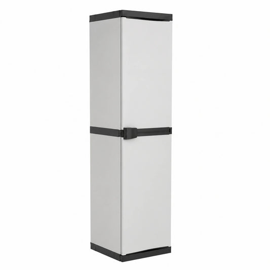 Armario de Jardín con Estantes, Mueble de Almacenamiento Exterior, Gris/Negro