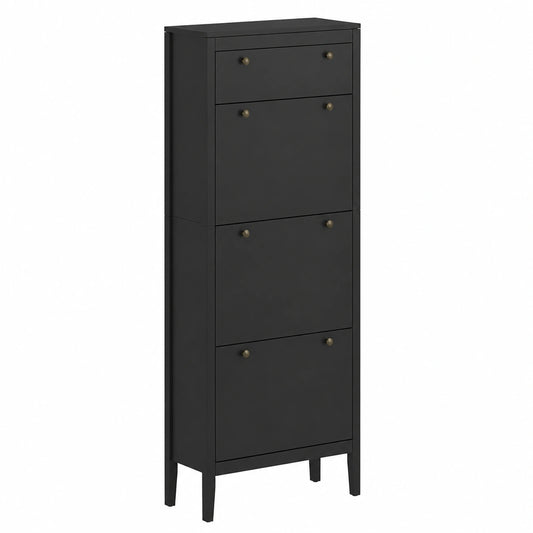 Mueble Zapatero Aron Negro con 3 Compartimentos, 60 x 153 cm