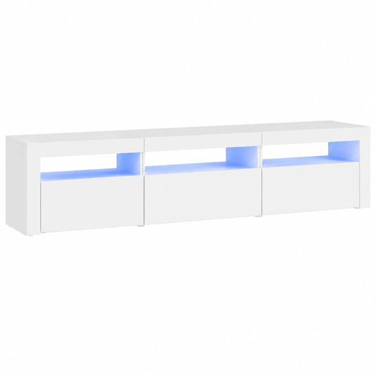Mueble de TV con LED Blanco para Salón, Almacenamiento Moderno