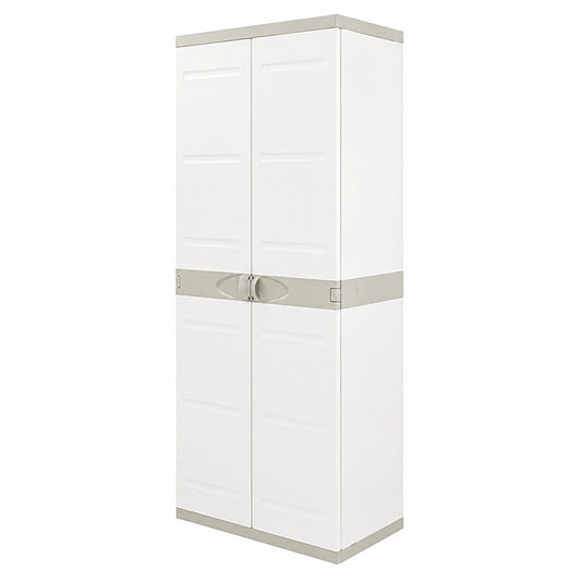 Armario de Resina Titanio con 4 Estantes, Beige, 70x44x176 cm