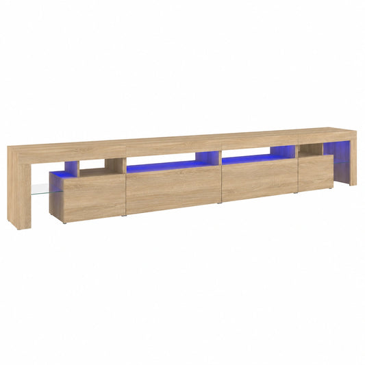Mueble de TV con LED y Almacenamiento en Roble Sonoma para Salón