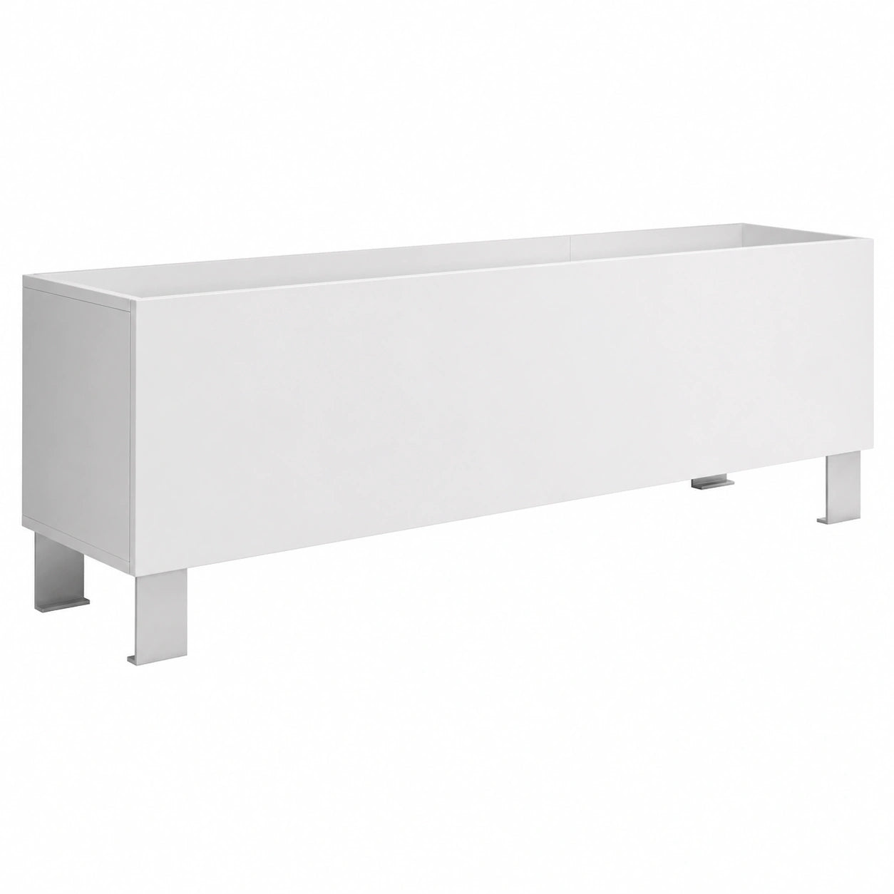 Mueble de TV Luke H2 con Patas Aluminio 12cm, Puerta Abatible, 160x40x30cm, Acabado Brillante, Blanco