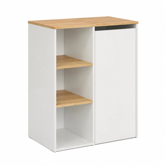 Mueble de baño Viktor Blanco con Cesta de Ropa y Estantes Abiertos