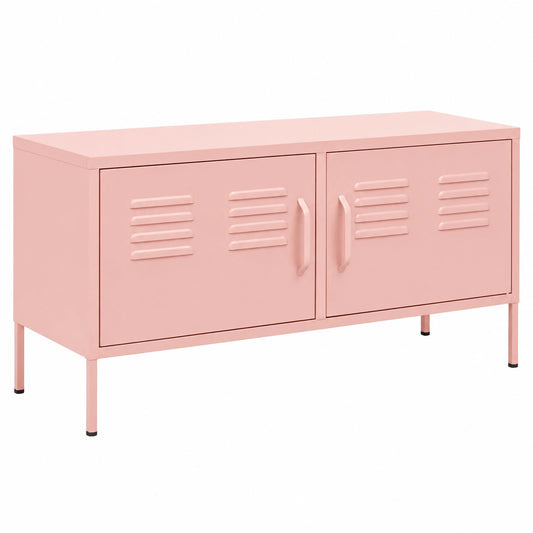 Mesa de TV de Acero Rosa para Sala de Estar y Dormitorio 105x35x50 cm