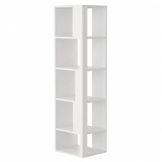 Estantería Esquinera Vicco Lio Blanca para Libros y Decoración, 33.3 x 162.2 cm