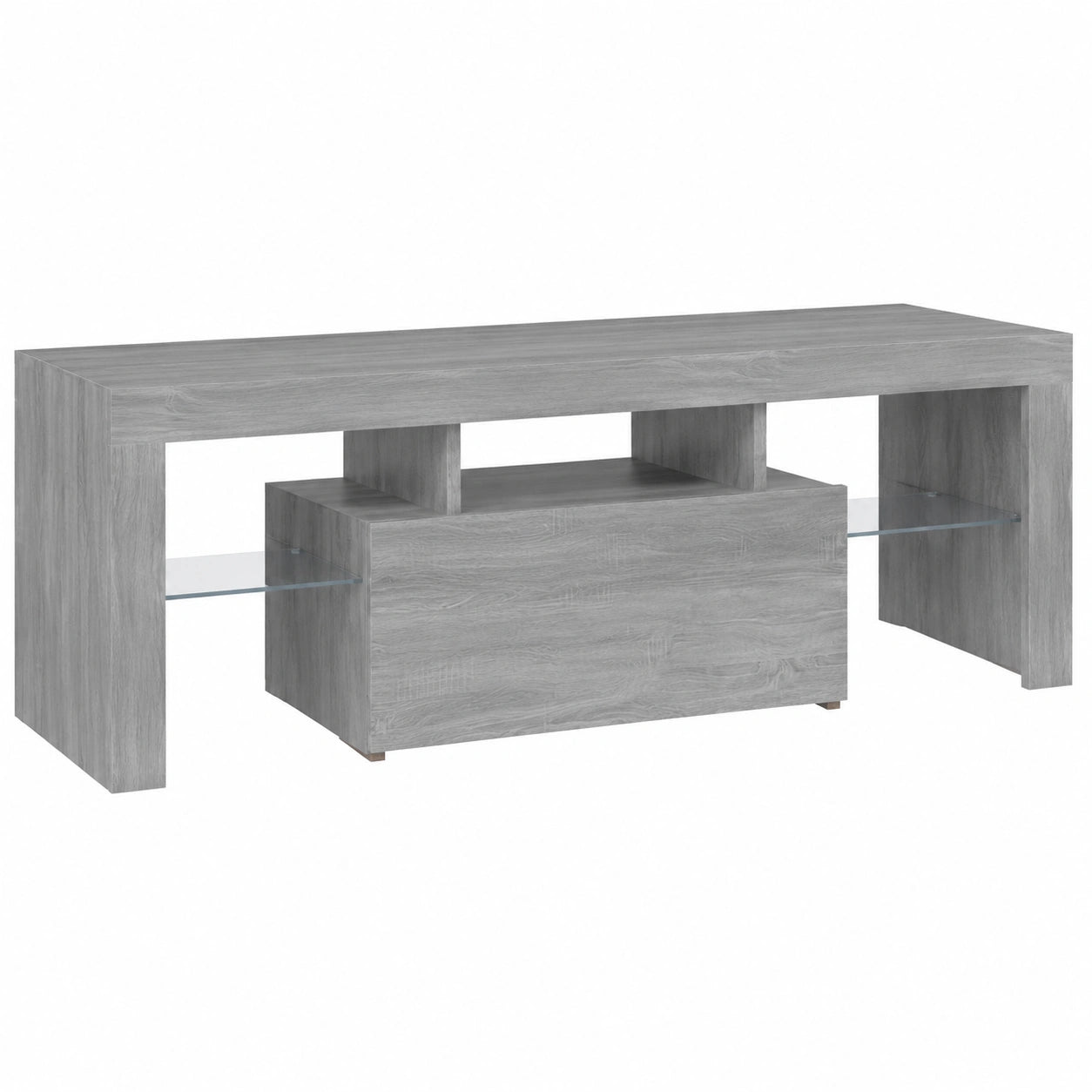 Mueble de TV con LED y Almacenaje, Acabado Gris Sonoma