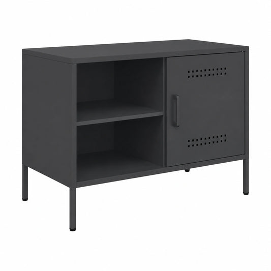 Mueble de TV de Acero Negro con Puertas 68x39x50,5 cm