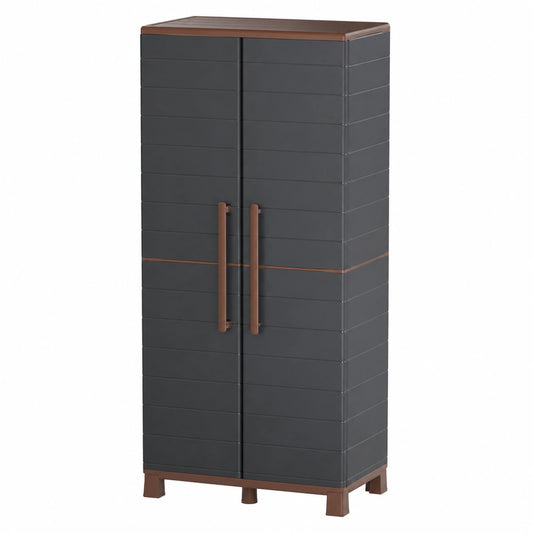 Armario de Resina con 2 Puertas y 3 Estantes Ajustables, 70x39x165 cm, Gris