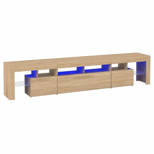 Mueble de TV con LED y Almacenamiento Roble Sonoma para Salón