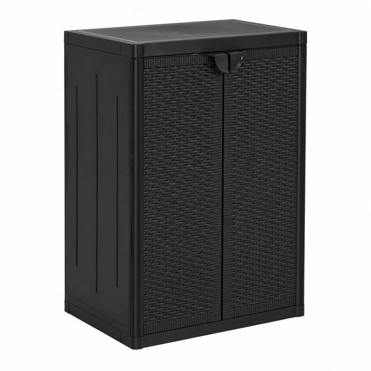 Armario de Almacenaje para Jardín de Ratán Sintético Negro 65x45x88 cm