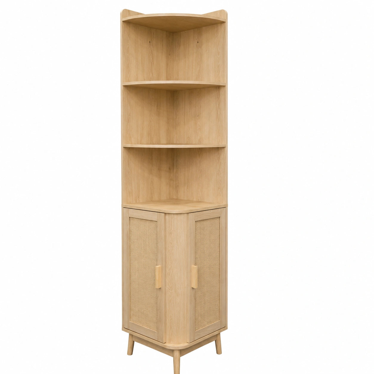 Mueble Esquinero Vintage de Madera con Cannage 40x40x172 cm para Almacenamiento