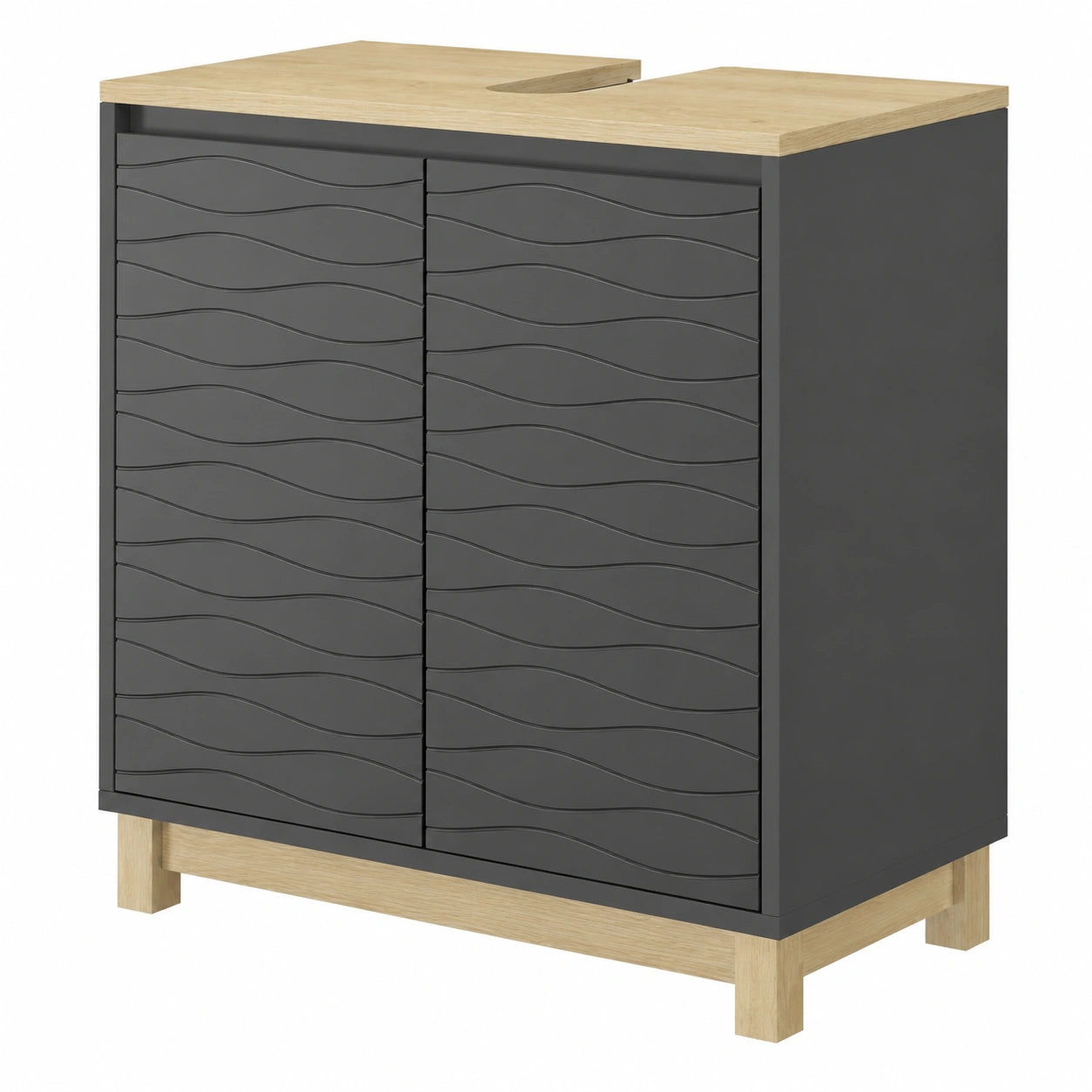 Mueble de baño Livia Antracita 60x60 cm con almacenamiento y estantería