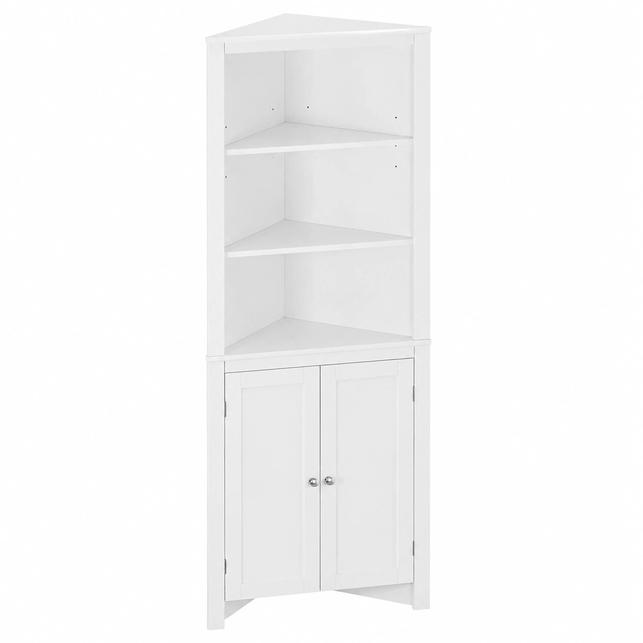 kleankin Armario de Esquina Blanco con 3 Estantes para Baño