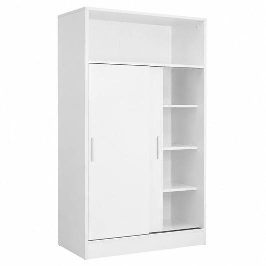Armario Multiusos Blanco con Puertas Correderas, Gran Capacidad 157x82x38 cm